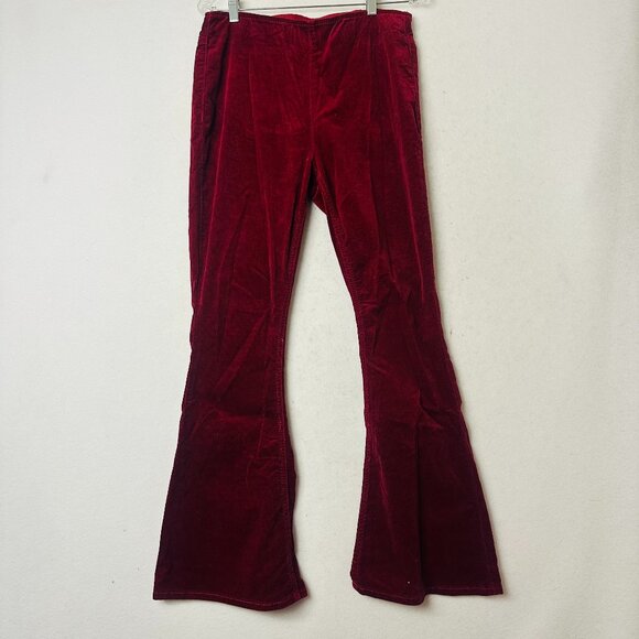Rock &‎ Roll Denim Hi Rise pull on Bell Bottom Corduroy Flare 29x32 Pants red - Picture 1 of 5